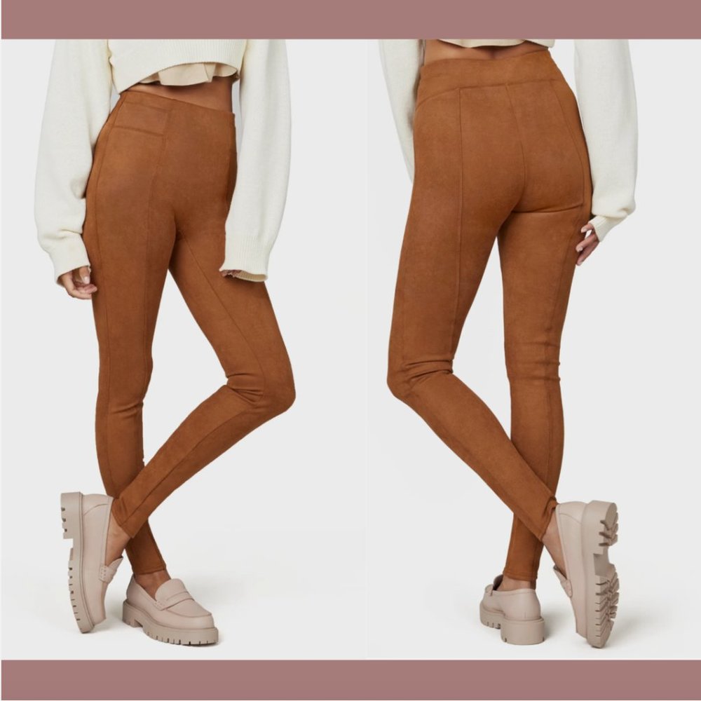 NWT $98 Spanx Faux Suede Leggings in Rich Caramel‎ [ SZ Small Petite ] #6122